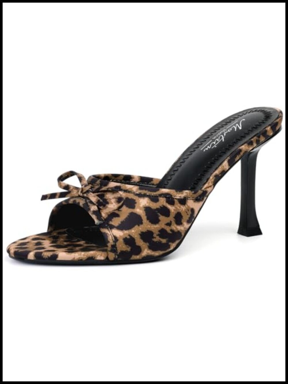 Kitten Heels for Women Round Toe Bow Vintage Mules Slip On Stiletto Backless
